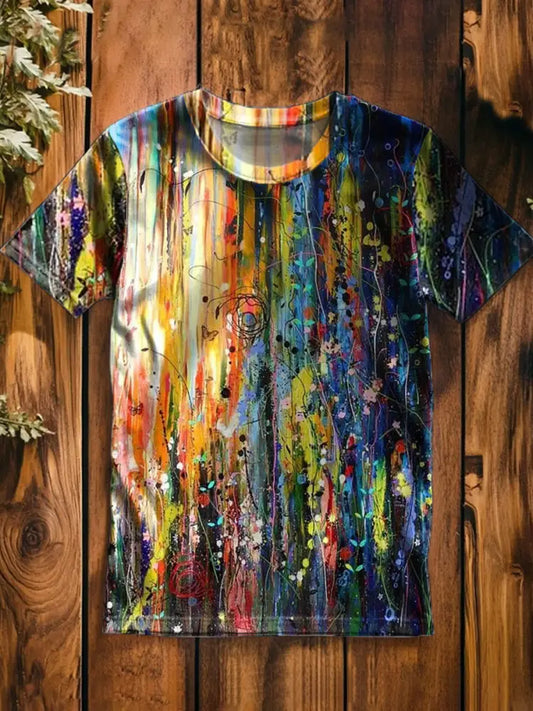Unisex Vintage Hawaiian Art Print Relaxed Loose Tee A / S