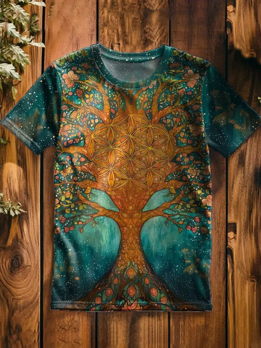 Unisex Vintage Hawaiian Art Print Relaxed Loose Tee A / S