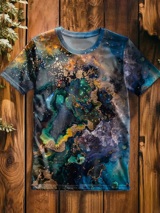 Unisex Vintage Hawaiian Art Print Relaxed Loose Tee A / S
