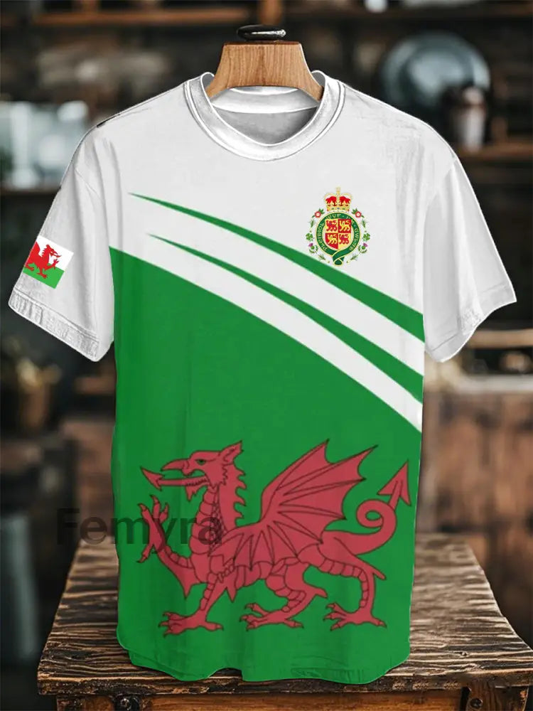 Unisex Wales Flag Short Sleeves T-Shirt As picture / S