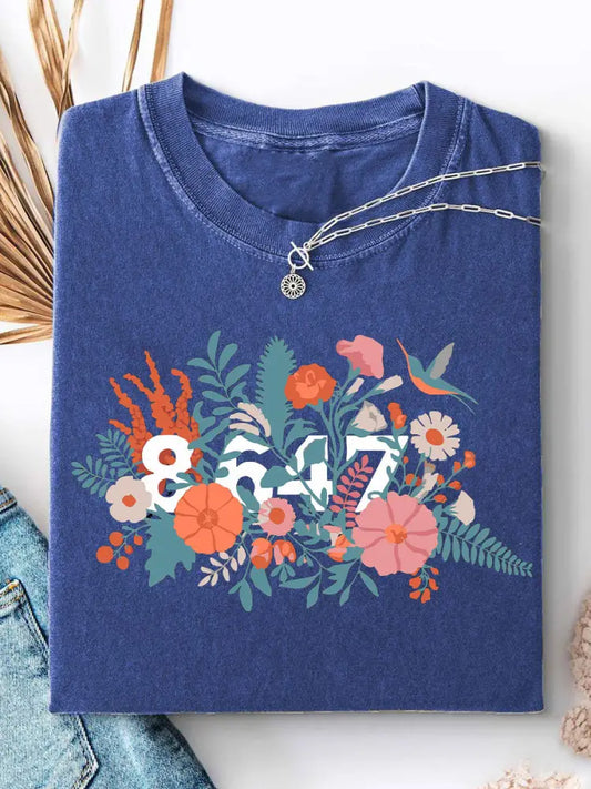 Women’s 8647 Floral Print Casual T-shirt Blue / S