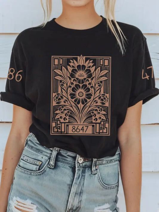 Women’s 8647 Floral T-Shirt Black / S