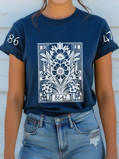 Women’s 8647 Floral T-Shirt Blue / S