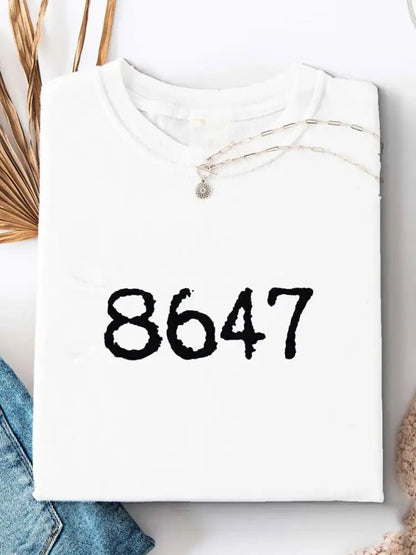 Women’s 8647 Printed Casual T-shirt White / S