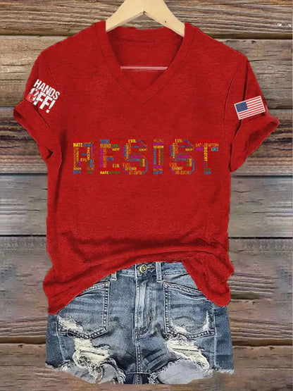 Women’s 8647FDT Hands Off Resist Printed T-shirt Red / S