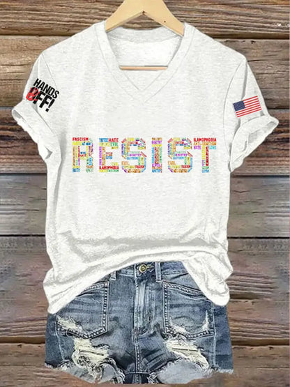 Women’s 8647FDT Hands Off Resist Printed T-shirt White / S