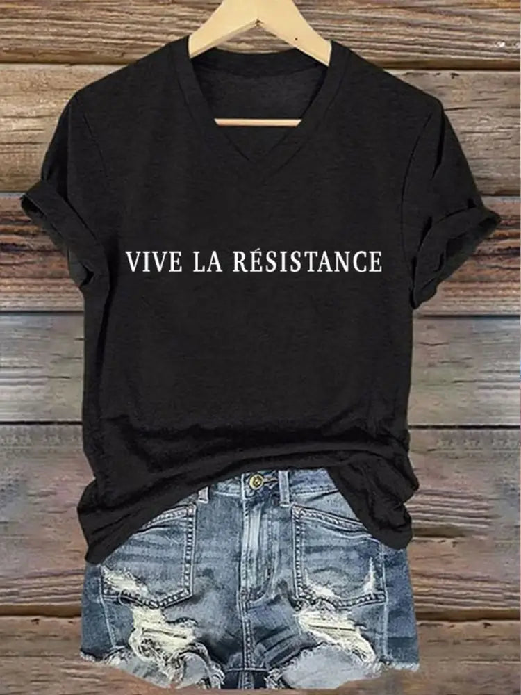 Women’s 8647FDT Hands Off Resist Vive Le Resistance Printed T-shirt Black / S