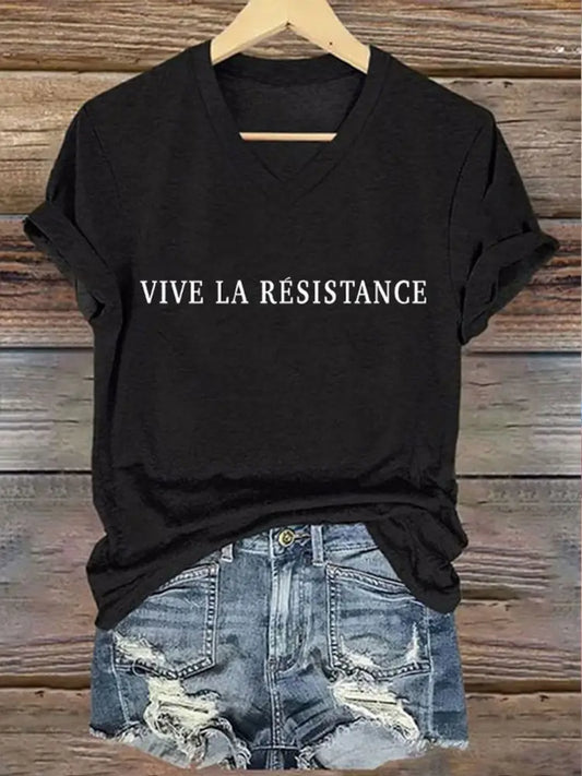 Women’s 8647FDT Hands Off Resist Vive Le Resistance Printed T-shirt Black / S