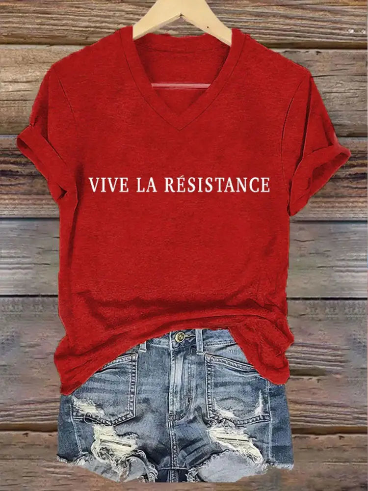 Women’s 8647FDT Hands Off Resist Vive Le Resistance Printed T-shirt Red / S