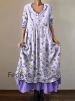 Women’s Alzheimer’s Awareness Purple Floral Pansy Printed Double-layered Long Skirt Purple / S