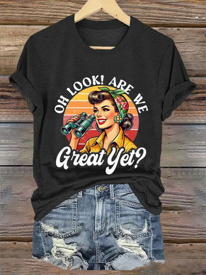 Women’s Are We Great Yet? Printed T-Shirt Black / S