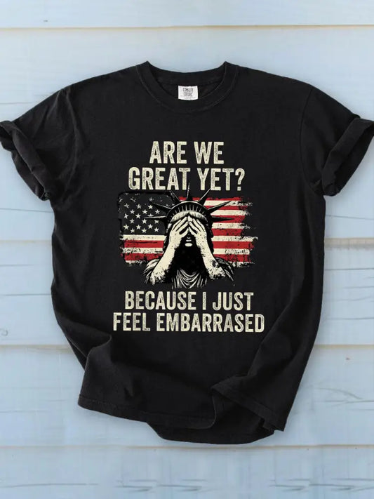 Women’s Are We Great Yet? Printed T-Shirt Black / S