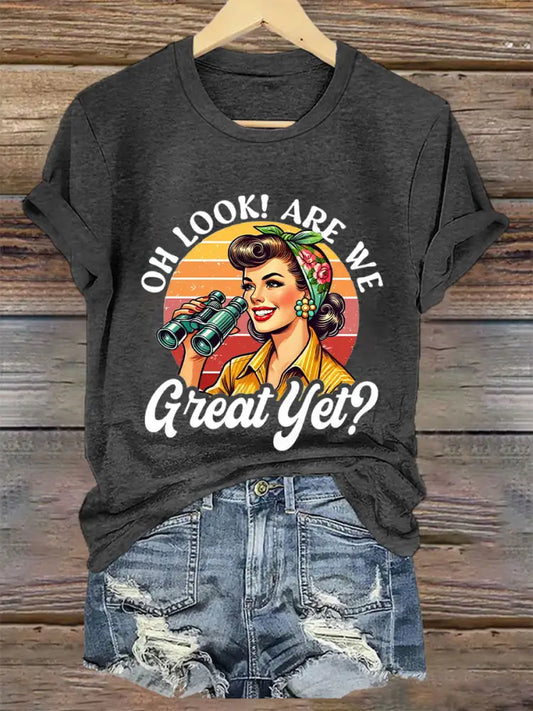 Women’s Are We Great Yet? Printed T-Shirt Dark Gray / S