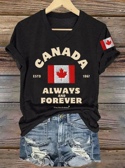 Women’s Canada Always And Forever V-Neck Tee Black / S
