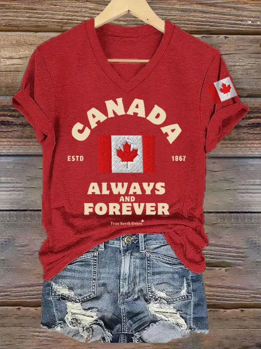 Women’s Canada Always And Forever V-Neck Tee Red / S