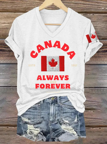 Women’s Canada Always And Forever V-Neck Tee White / S