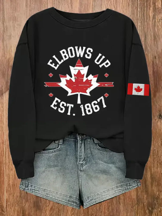 Women’s Canada Elbows Up Est.1867 Printed Sweatshirt Black / S