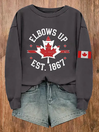 Women’s Canada Elbows Up Est.1867 Printed Sweatshirt Dark Gray / S