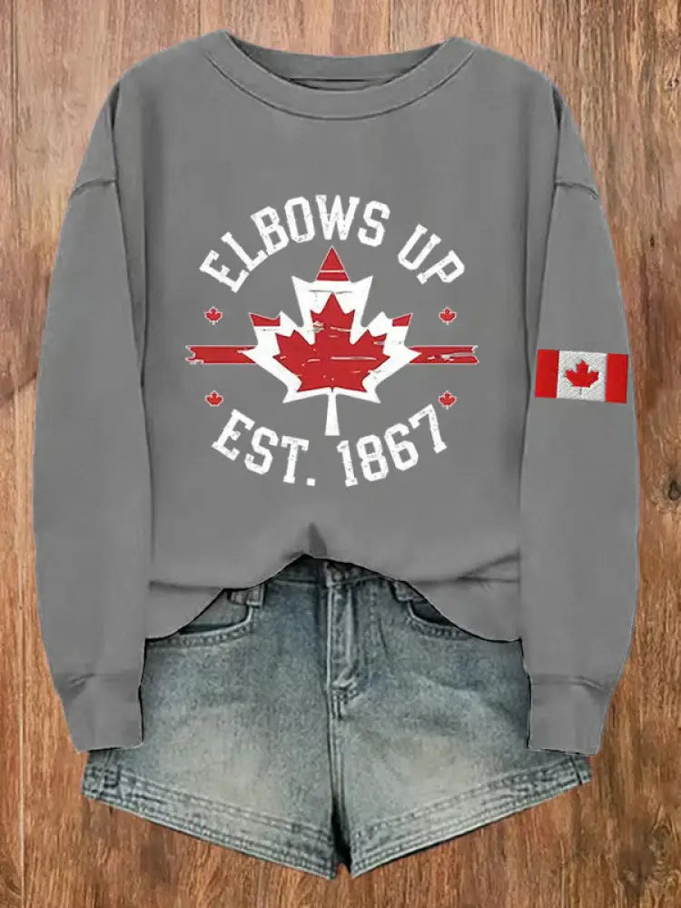 Women’s Canada Elbows Up Est.1867 Printed Sweatshirt Light Gray / S