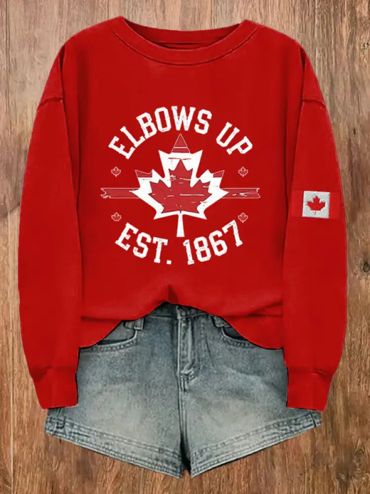 Women’s Canada Elbows Up Est.1867 Printed Sweatshirt Red / S