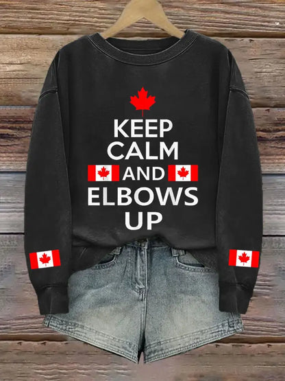Women’s Canada Keep Calm And Elbows Up Printed Sweatshirt Black / S