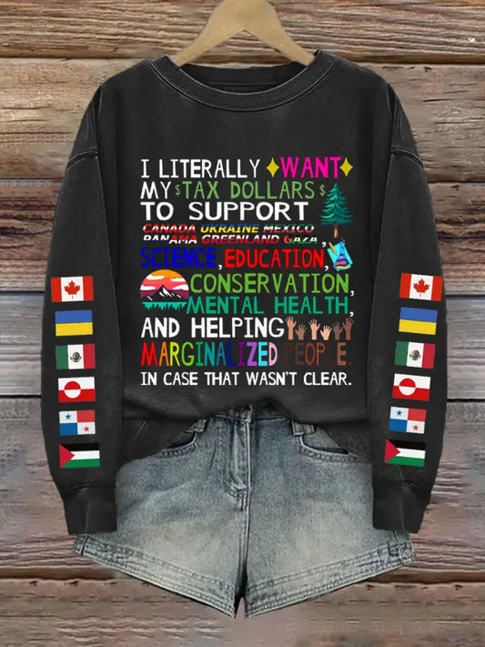 Women’s Canada Tax Dollars For Progress Printed Sweatshirt Black / S