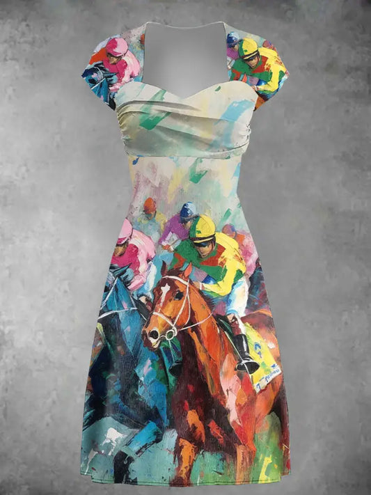 Women’s Derby Horse Print Casual Dress As picture / S
