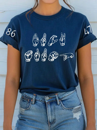 Women’s F*ck T***P Sign Language T-Shirt Blue / S