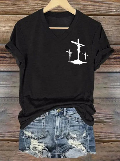 Women’s Faith Cross Short Sleeve T-Shirt Black / S