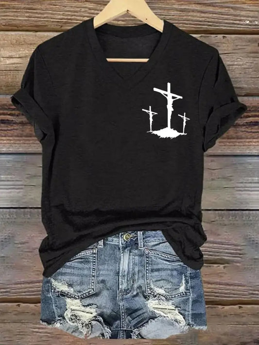 Women’s Faith Cross Short Sleeve T-Shirt Black / S