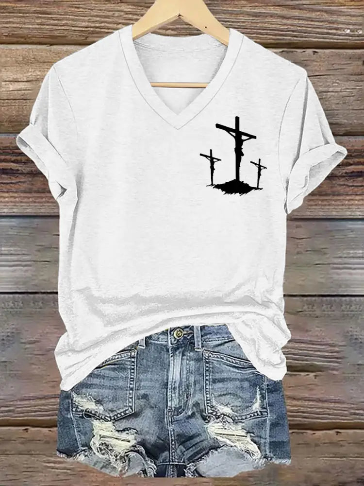Women’s Faith Cross Short Sleeve T-Shirt White / S