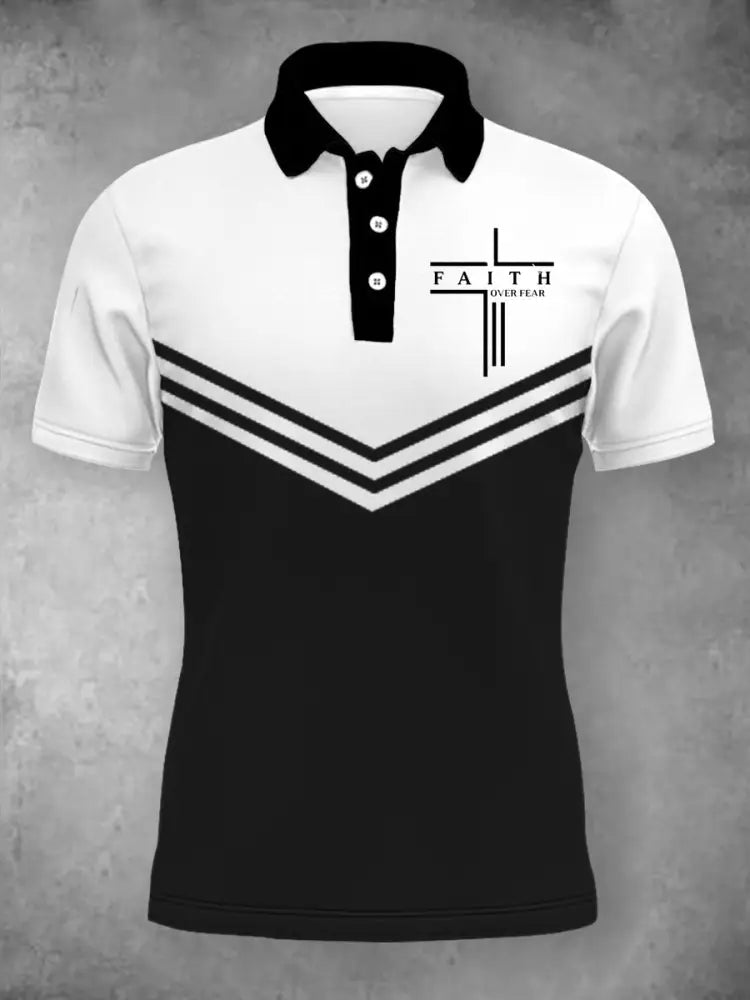 Women’s Faith Over Fear Three Buttons Short Sleeve Polo Black / S