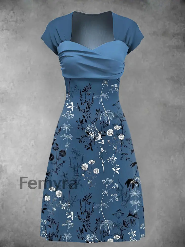Women’s Floral Art Print Wrap Midi Dress