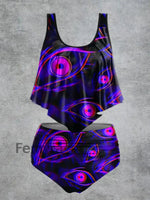 Women’s Floral Print High Waist Casual Swimsuit Two Piece Set Black / S