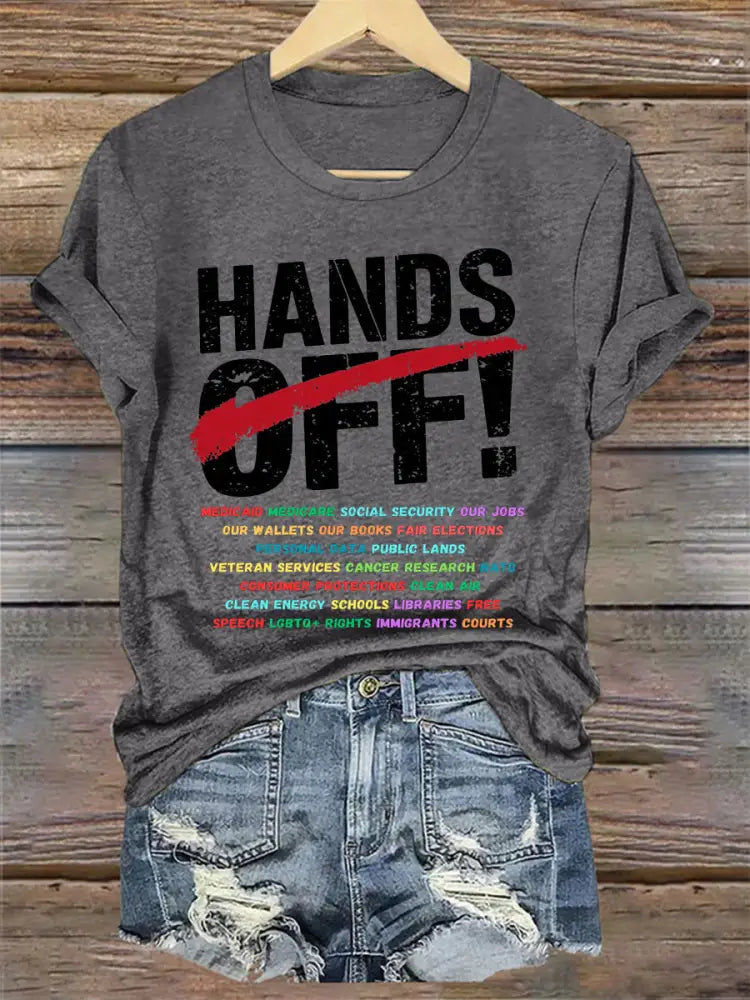 Women’s Hands Off！ Protest Tee Dark Gray / S