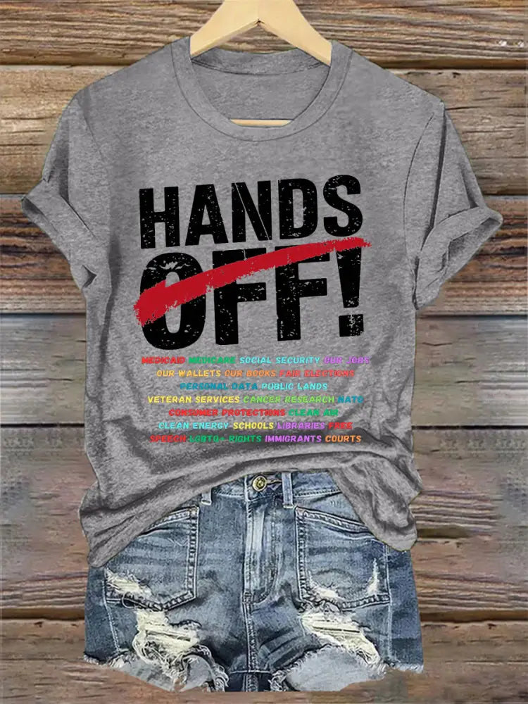 Women’s Hands Off！ Protest Tee Light Gray / S