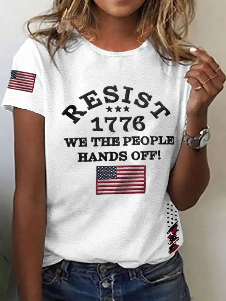 Women’s Hands Off We the People Printed Short Sleeve T-Shirt White / S