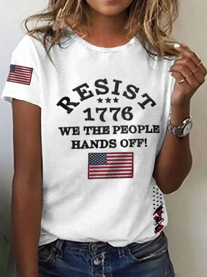 Women’s Hands Off We the People Printed Short Sleeve T-Shirt White / S