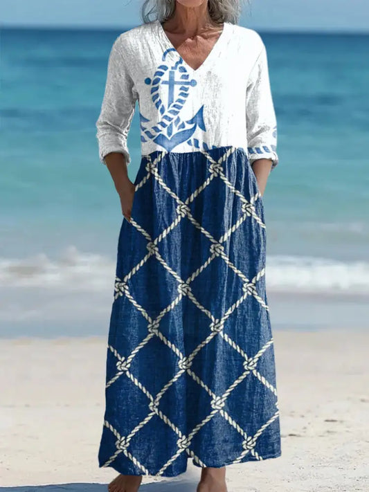 Women’s Holiday Anchor Print Dress As picture / S