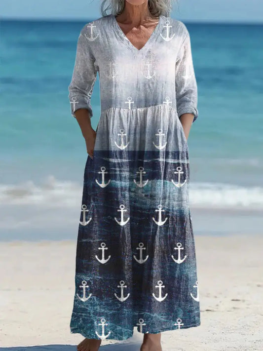 Women’s Holiday Anchor Print Dress As picture / S