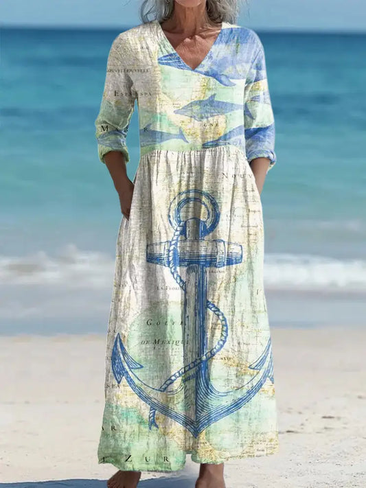 Women’s Holiday Anchor Print Dress As picture / S