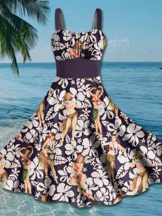 Women’s Holiday Print Sling Dress As picture / S