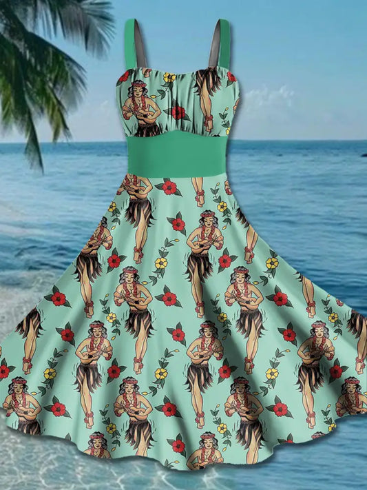 Women’s Holiday Print Sling Dress As picture / S