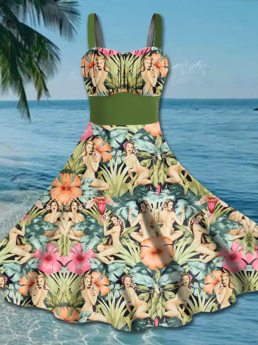 Women’s Holiday Print Sling Dress As picture / S