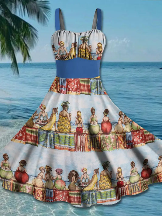 Women’s Holiday Print Sling Dress As picture / S
