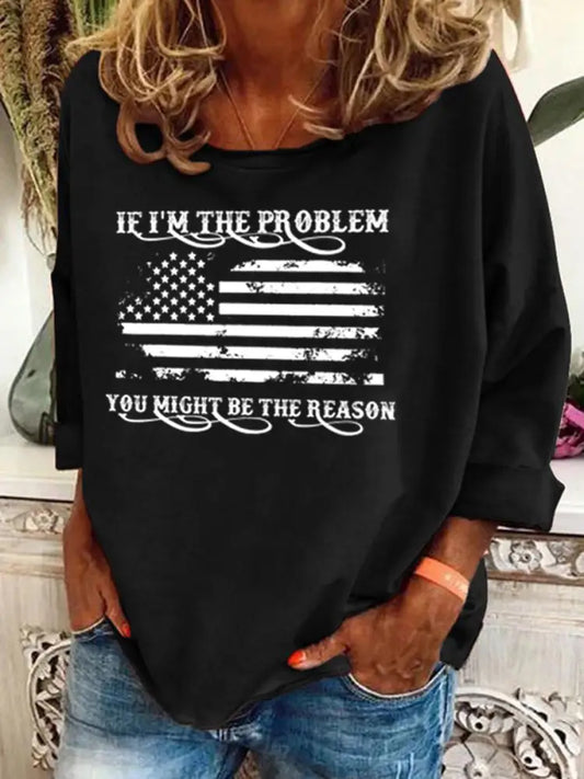 Women’s If I’m The Problem Printed Sweatshirt Black / S