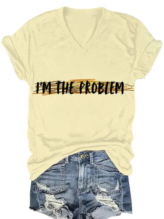 Womens I’m the problem printed T-shirt Yellow / S