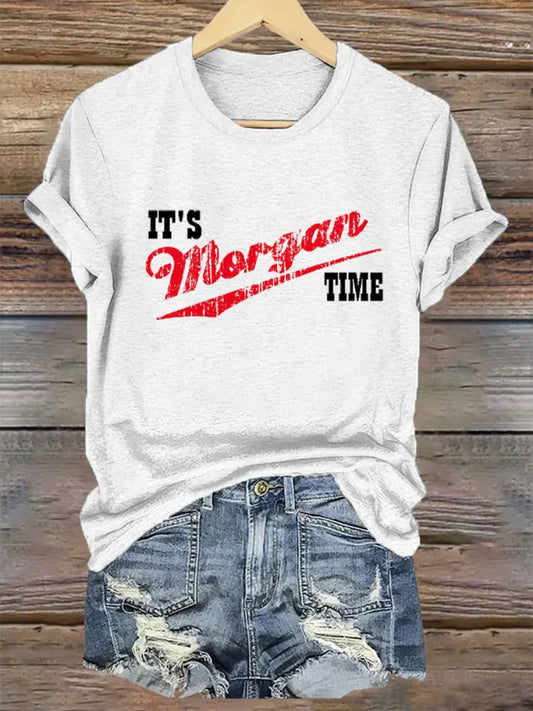 Women’s It’s Morgan Time Music Fan Printed Short Sleeve T-Shirt White / S