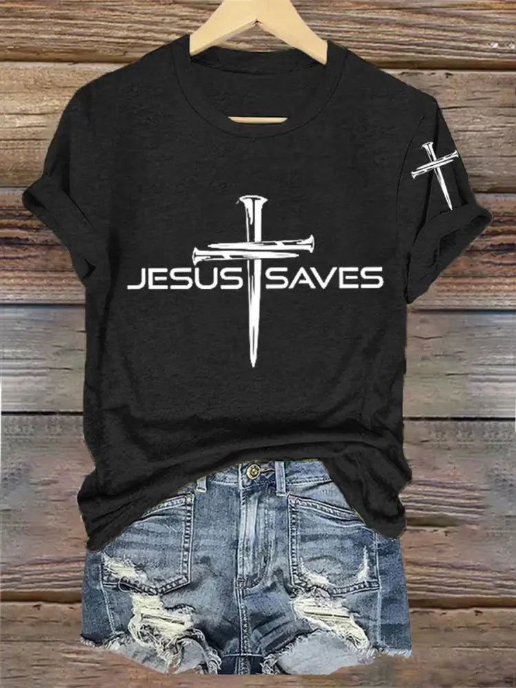 Women’s Jesus Save Short Sleeve T-Shirt Black / S