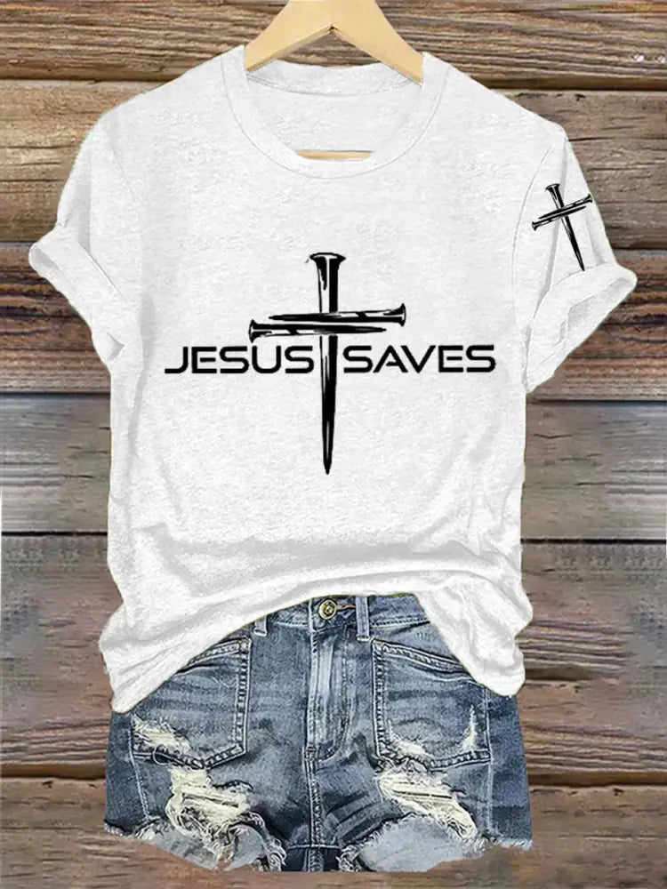 Women’s Jesus Save Short Sleeve T-Shirt White / S